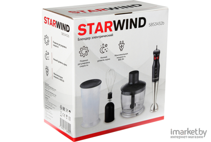 Блендер Starwind [SBS3432b] 800Вт черный/красный
