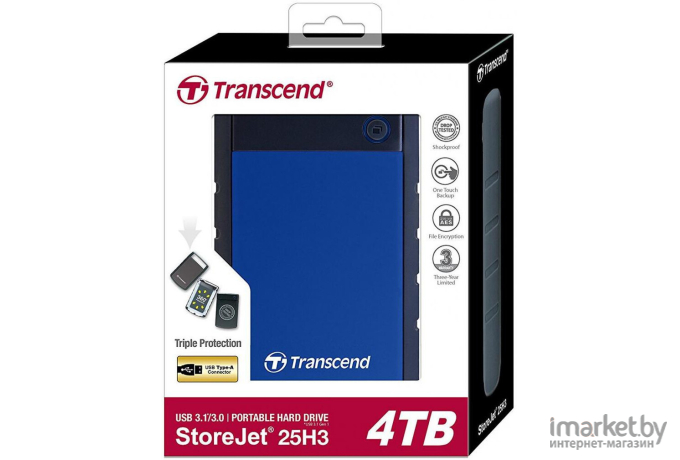 Внешний жесткий диск Transcend StoreJet H3B 4TB (TS4TSJ25H3B)