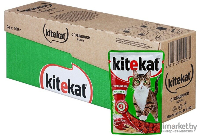 Корм для кошек Kitekat С говядиной в соусе (85г)