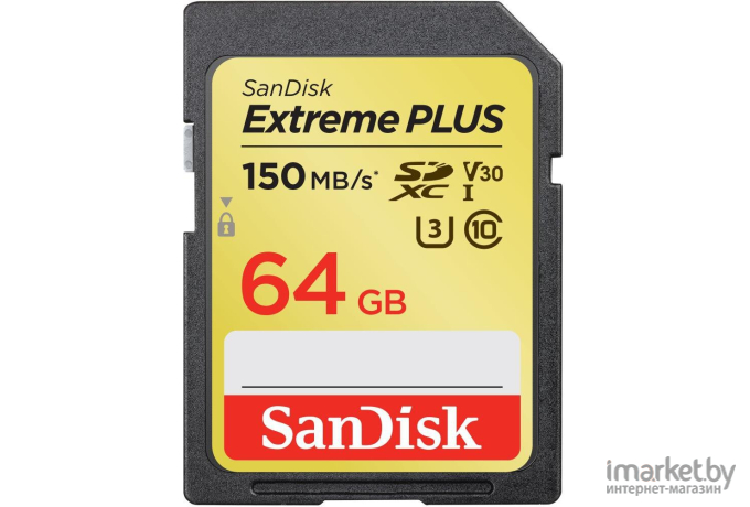 Карта памяти SanDisk Extreme Plus SDXC Card 64GB [SDSDXW6-064G-GNCIN]