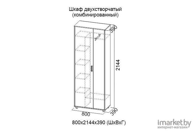 Шкаф SV-Мебель Визит 1 двухстворчатый комбинированный дуб сонома/сосна джексон [00-00019662]