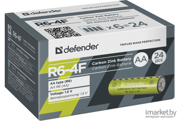 Батарейка Defender Carbon Zink AA 1.5V R6-4F 4PCS [56111]