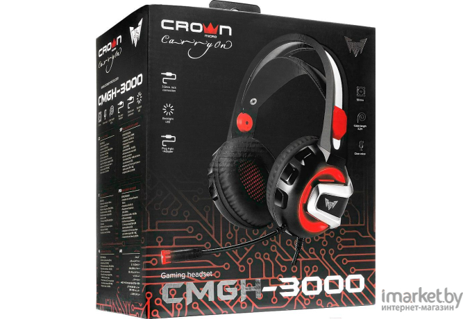 Наушники Crown CMGH-3000 Black/Red