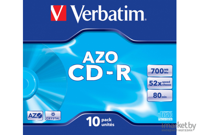 Оптический диск Verbatim CD-R 700Mb 52x 10 шт Jewel case [43327]