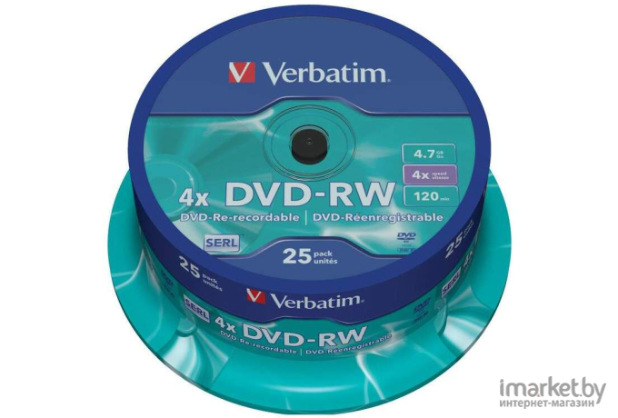 Оптический диск Verbatim DVD-RW 4.7Gb 4x Cake Box 25 шт [43639]