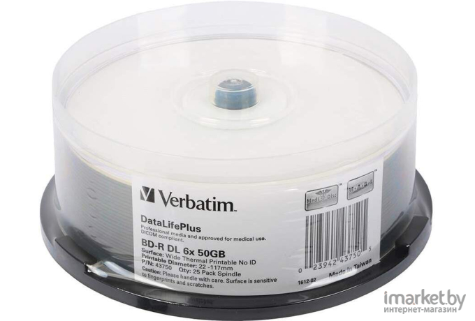 Оптический диск Verbatim BD-R 50Gb 6x Cake Box 25 шт [43750]