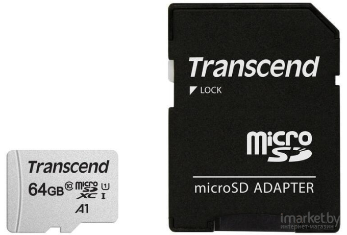 Карта памяти Transcend 64GB microSDXC Class 10 UHS-I U1 [TS64GUSD300S-A]