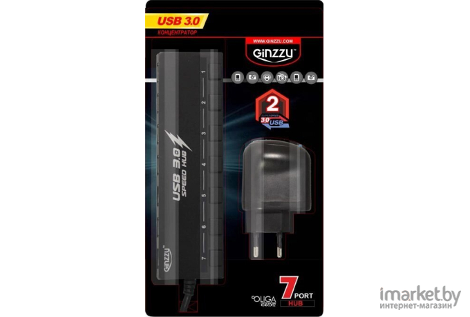 USB-хаб Ginzzu GR-388UAB