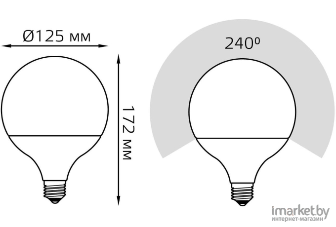  Gauss Лампа Gauss LED G125 E27 22W 1780lm 3000K 1/24 [105102122]