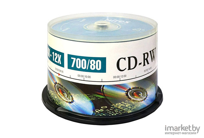 Оптический диск Mirex CD-RW 700 Mb 12х Cake Box 50 [204169]