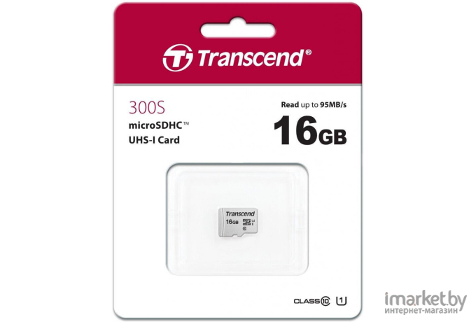 Карта памяти Transcend microSD 16GB microSDHC Class 10 UHS-1 U1 [TS16GUSD300S]