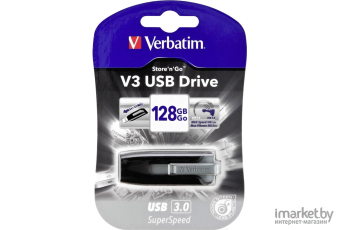 Usb flash Verbatim 128GB V3 черный [49189]