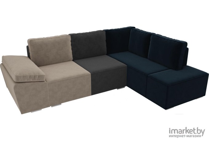 Комплект мягкой мебели Лига Диванов Хавьер 101241 правый велюр бежевый/серый/синий