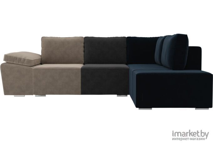 Комплект мягкой мебели Лига Диванов Хавьер 101241 правый велюр бежевый/серый/синий