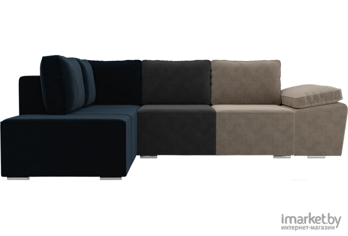 Комплект мягкой мебели Лига Диванов Хавьер левый 101241 велюр бежевый/серый/синий