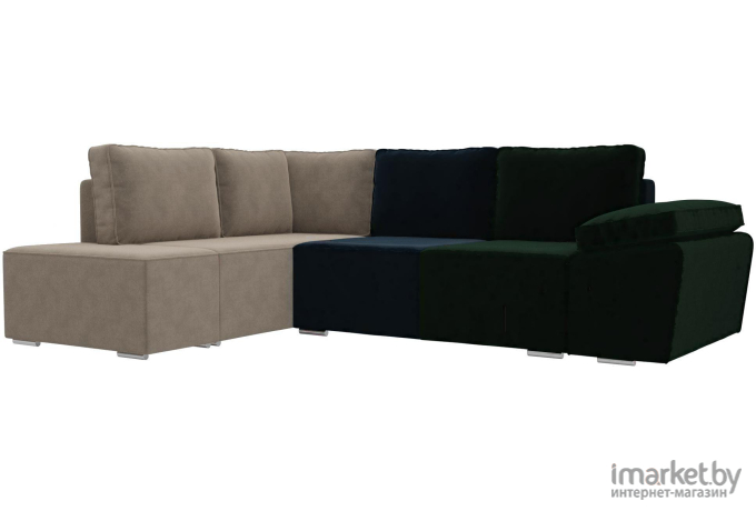 Комплект мягкой мебели Лига Диванов Хавьер левый 101244 велюр зеленый/синий/бежевый