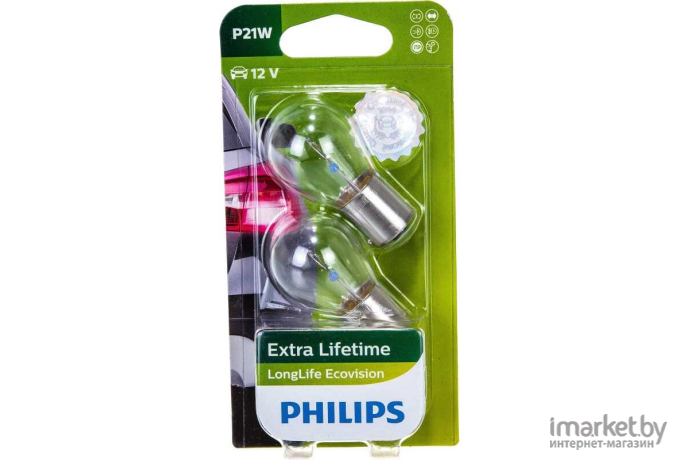 Автомобильная лампа Philips P21W 12V-24V-2W BA15S LED White 2 штуки [11498ULWX2]