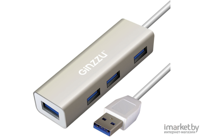 USB-хаб Ginzzu GR-517UB серебристый