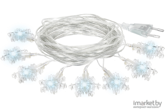 Новогодняя гирлянда Вегас Снежинки 80 холодных светодиодов 10m [55082]