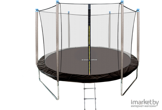 Батут GetActive Jump 10 ft-312 см с лестницей и внутренней сеткой черный