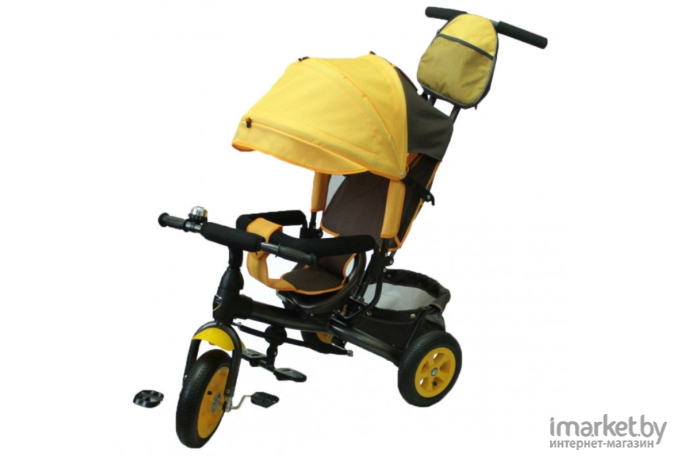 Велосипед детский с ручкой Galaxy Виват Билайн 2 коричневый/желтый