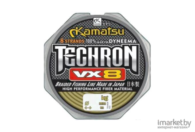 Плетеная леска KAMATSU TECHRON VX8 100 м 0,16мм [256100016]
