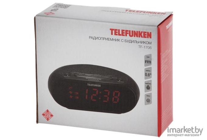 Радиочасы TELEFUNKEN TF-1706 черный/красный [TF-1706BR]