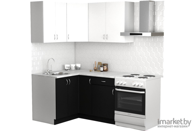 Готовая кухня Сивирин-Компани Клео лайт 1.2x1.4 левая черный/белый