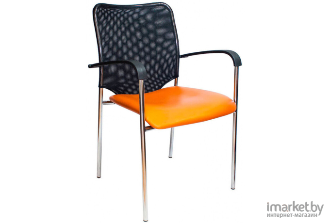 Офисное кресло UTFC Афродита Люкс хром оранжевый/черный