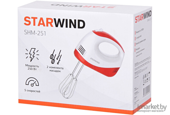 Миксер StarWind SHM-251 белый/коралловый