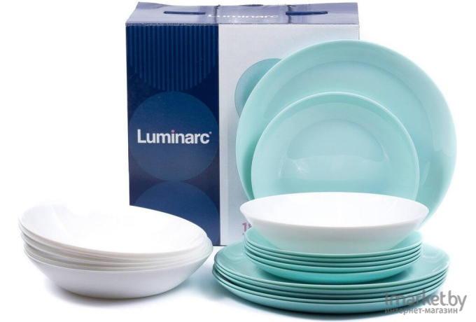 Набор тарелок Luminarc Diwali белый/бирюзовый [P5912]