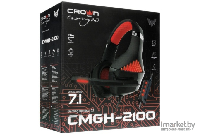 Наушники CROWN CMGH-2100 черный/красный
