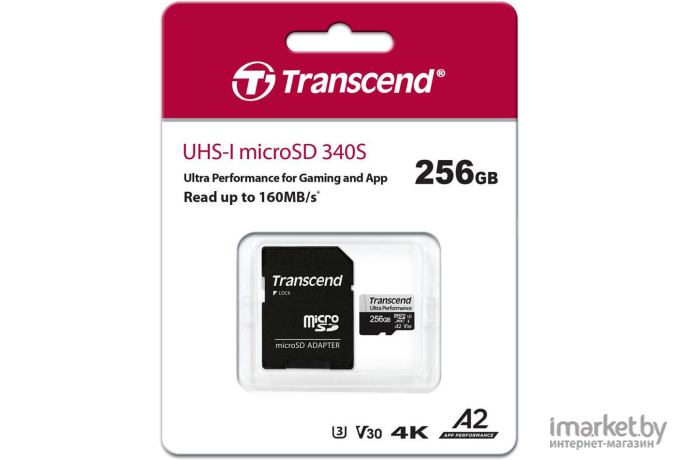 Карта памяти Transcend 256Gb - MicroSDXC 340S Class 10 UHS-I U3 V30 A2 [TS256GUSD340S]