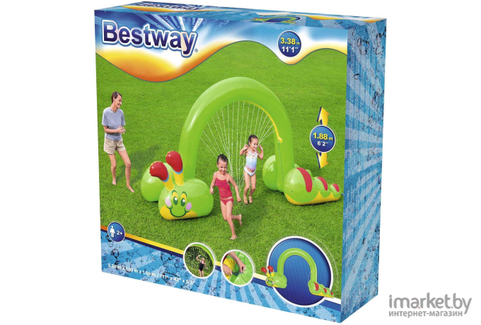 Игровой центр детский Bestway Jumbo Caterpillar 338x110x188 см с распылителем [52398]