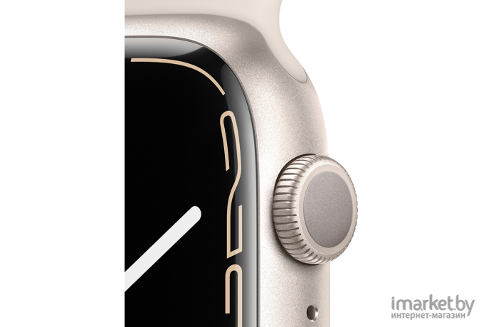 Умные часы Apple Watch Series 7 45mm Starlight Aluminium Case with Starlight Sport Band [MKN63RU/A]