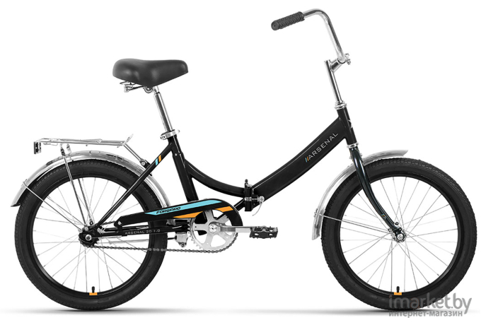 Велосипед Forward Arsenal 20 1.0 2022 14 черный/оранжевый [RBK22FW20525]