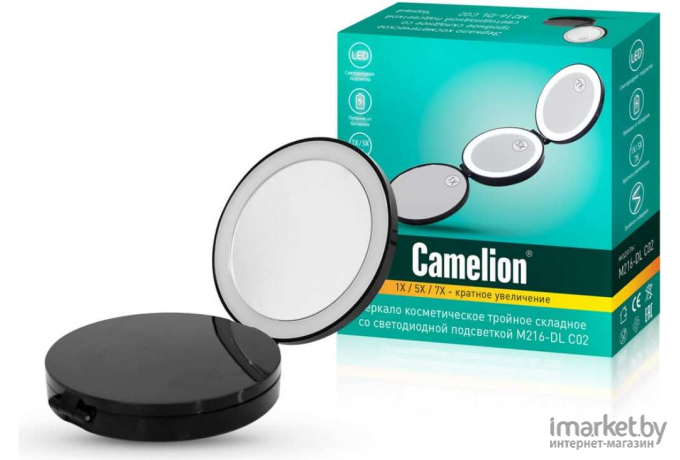 Зеркало косметическое Camelion M216-DL черный