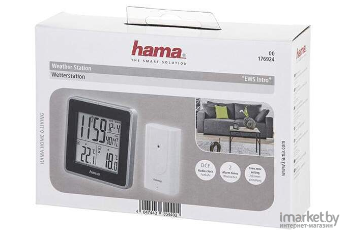 Метеостанция Hama EWS Intro серебристый/черный (00186301)