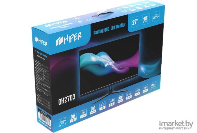 Монитор Hiper 27 Gaming QH2703 IPS 2560x1440 144Hz FreeSync 350cd/m2 16:9 [PM27-DQE-144]