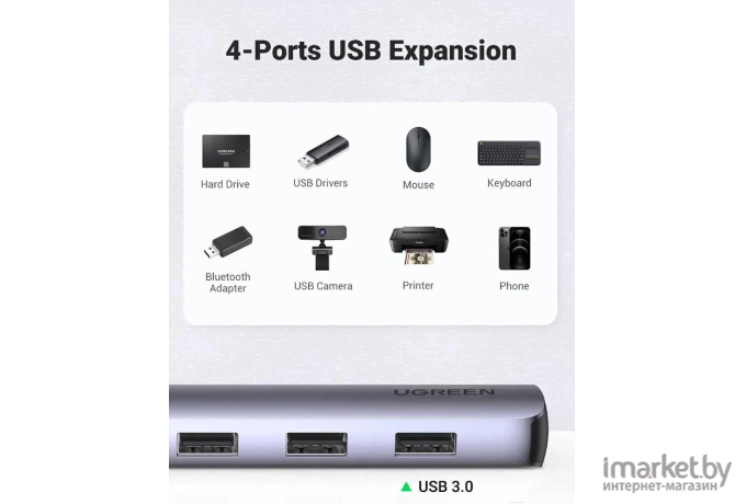 USB-хаб Ugreen CM417-20197 Space Gray (20197)