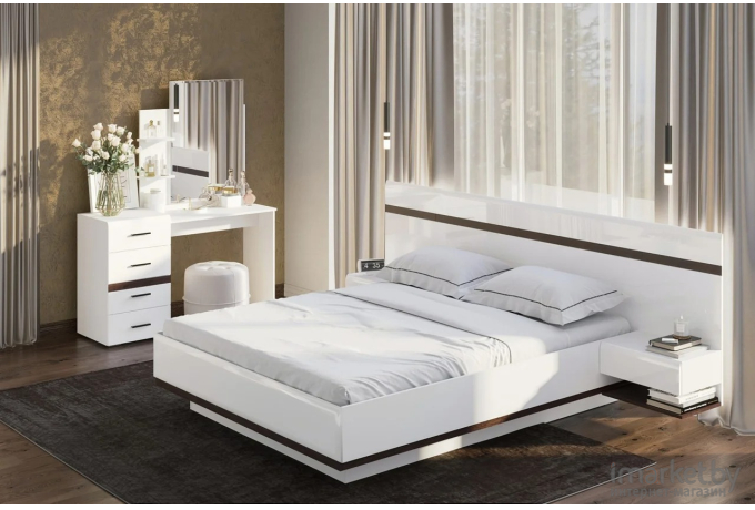 Кровать SV-Мебель Соло К двойная универсальная 1,6x2,0 (00-00102345) белый/венге/белый глянец/венге