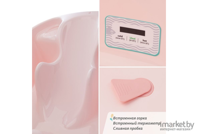 Ванночка детская Kidwick Лайнер с термометром розовый/темно-розовый (KW230306)