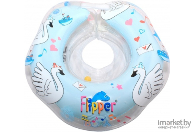 Круг на шею Roxy-Kids Flipper Лебединое озеро для купания малышей музыкальный голубой (FL004)