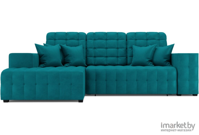 Угловой диван Mebel-Ars Мадрид левый бархат сине-зеленый (М4-21-2)
