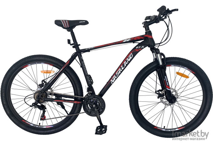 Велосипед горный Scorpion 27.5 черно-красный NASALAND 275M30-R рама 20