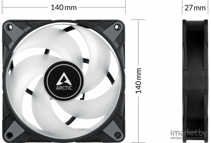 Вентилятор для корпуса Arctic P14 PWM PST A-RGB 0dB (ACFAN00239A)