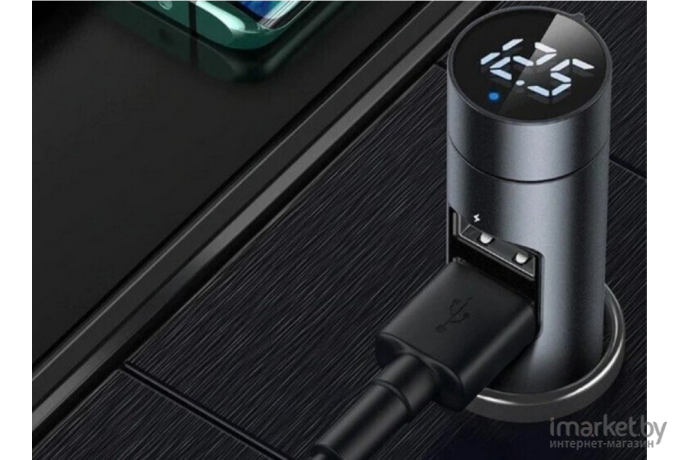 Автомобильное зарядное устройство/беспроводной плеер Baseus CCNLZ-0G Energy Column Car Wireless MP3 Charger 2 USB 3.1A Dark Grey