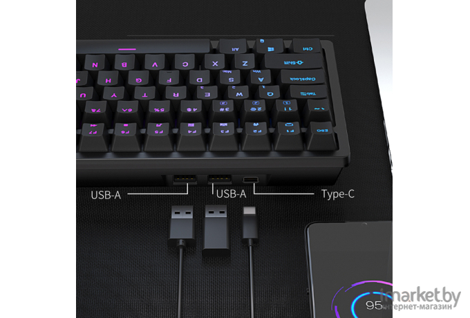 Беспроводная клавиатура Royal Kludge RK98 Black (USB/2.4 GHz/Bluetoth, RGB, Hot Swap, Red switch)