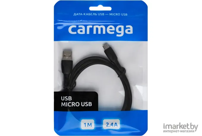 Кабель Carmega microUSB 1.0m Black (CAR-C-MIC1M-BK)
