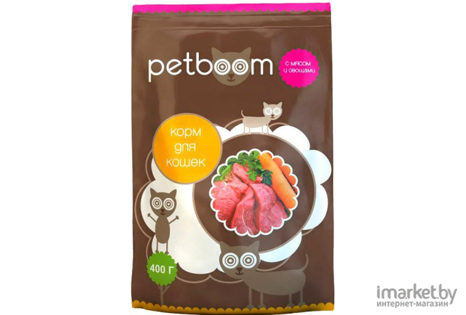 Корм для кошек PetBoom для взрослых кошек с мясом и овощами 0,4 кг